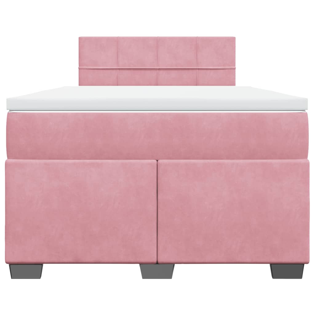 Boxspring met matras fluweel roze 120x190 cm is nu te koop bij PeponiXL, paradijselijk wonen!