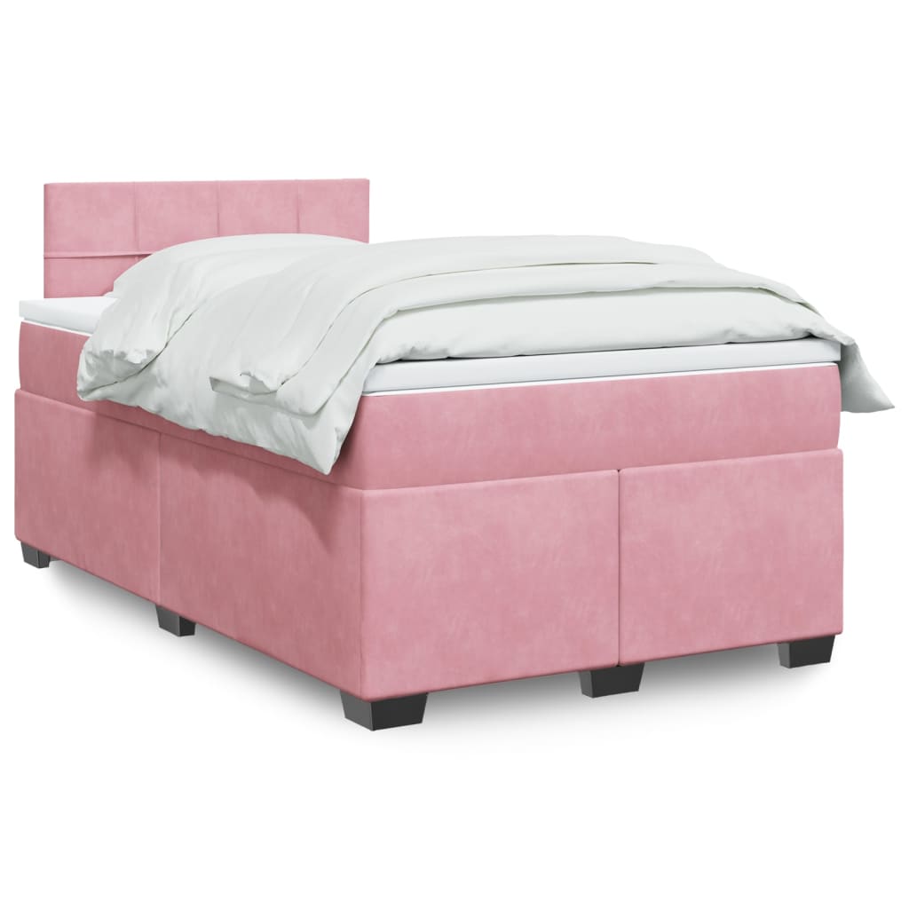 Boxspring met matras fluweel roze 120x190 cm is nu te koop bij PeponiXL, paradijselijk wonen!