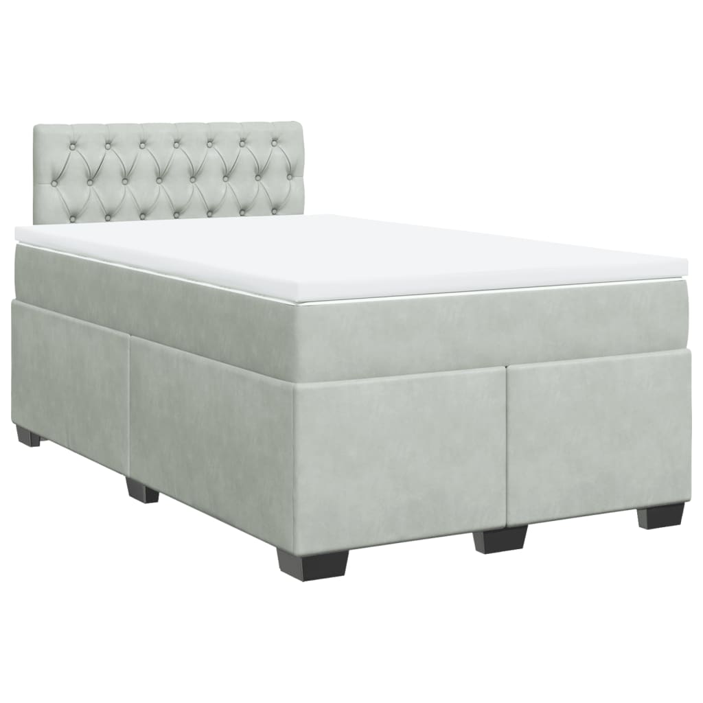 Boxspring met matras fluweel lichtgrijs 120x190 cm is nu te koop bij PeponiXL, paradijselijk wonen!