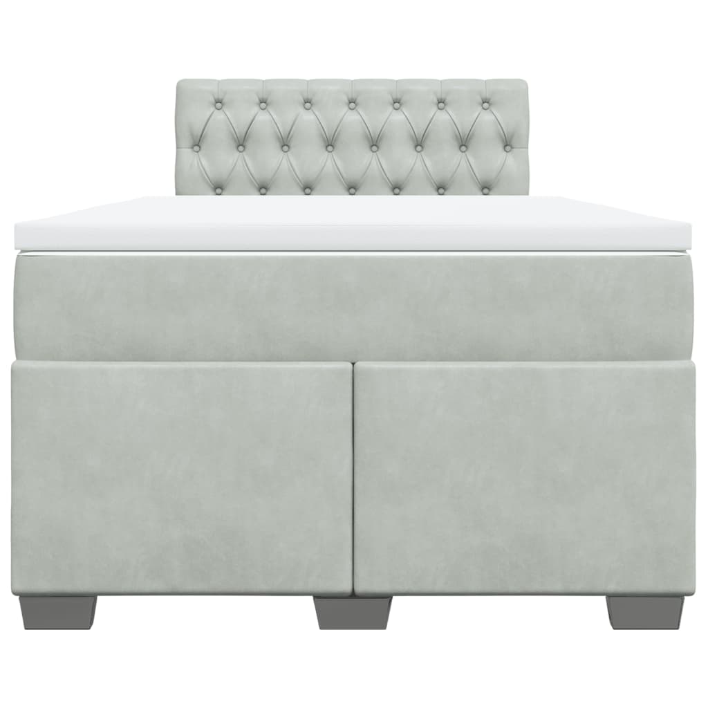 Boxspring met matras fluweel lichtgrijs 120x190 cm is nu te koop bij PeponiXL, paradijselijk wonen!