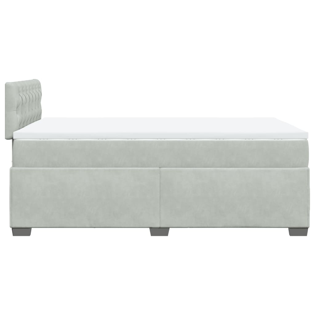 Boxspring met matras fluweel lichtgrijs 120x190 cm is nu te koop bij PeponiXL, paradijselijk wonen!