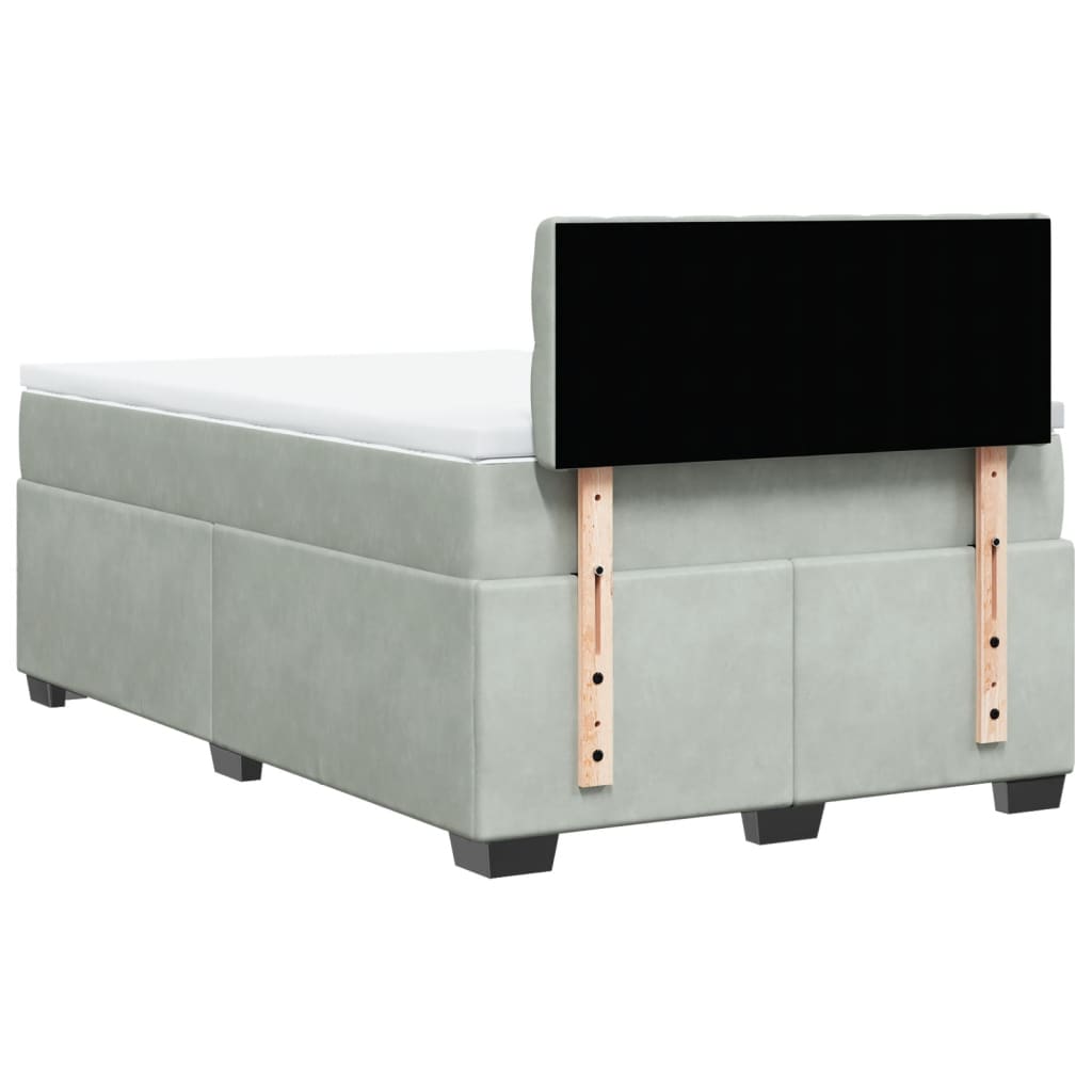 Boxspring met matras fluweel lichtgrijs 120x190 cm is nu te koop bij PeponiXL, paradijselijk wonen!