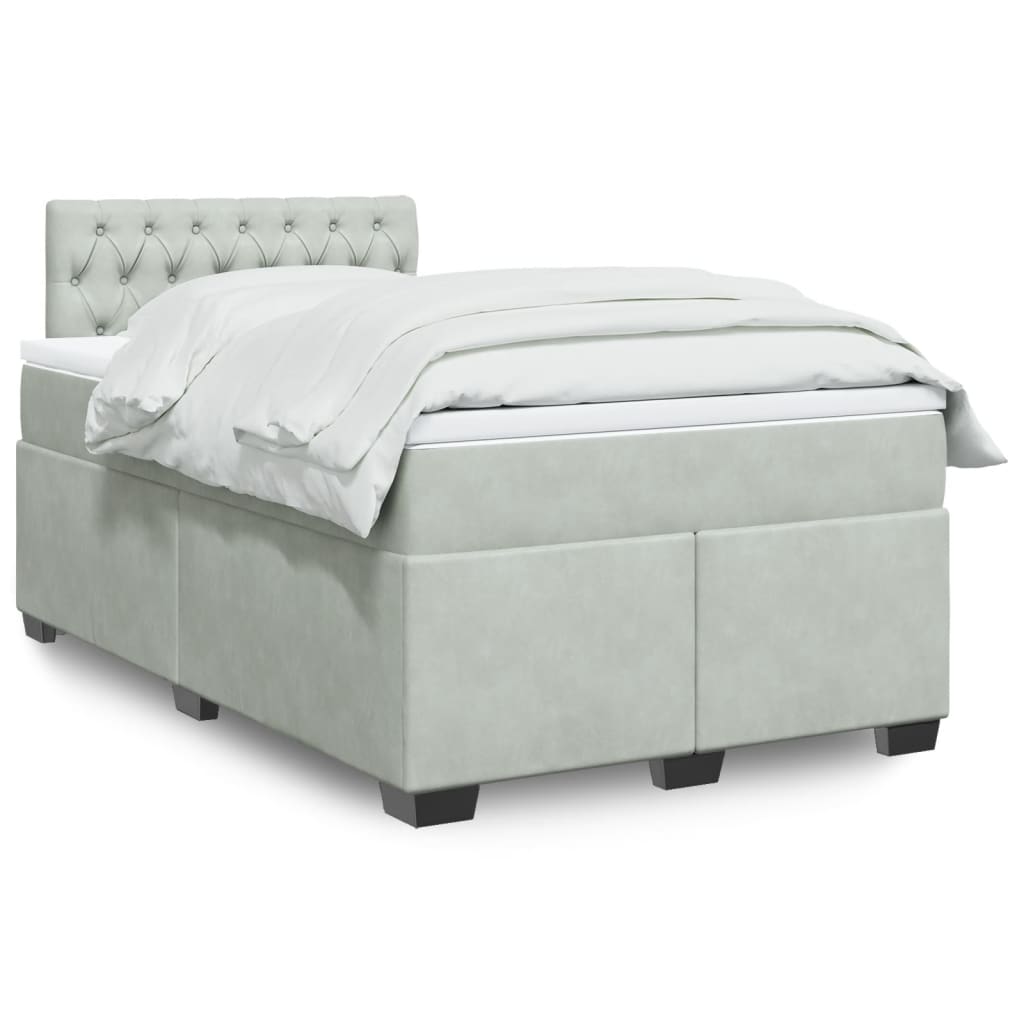 Boxspring met matras fluweel lichtgrijs 120x190 cm is nu te koop bij PeponiXL, paradijselijk wonen!
