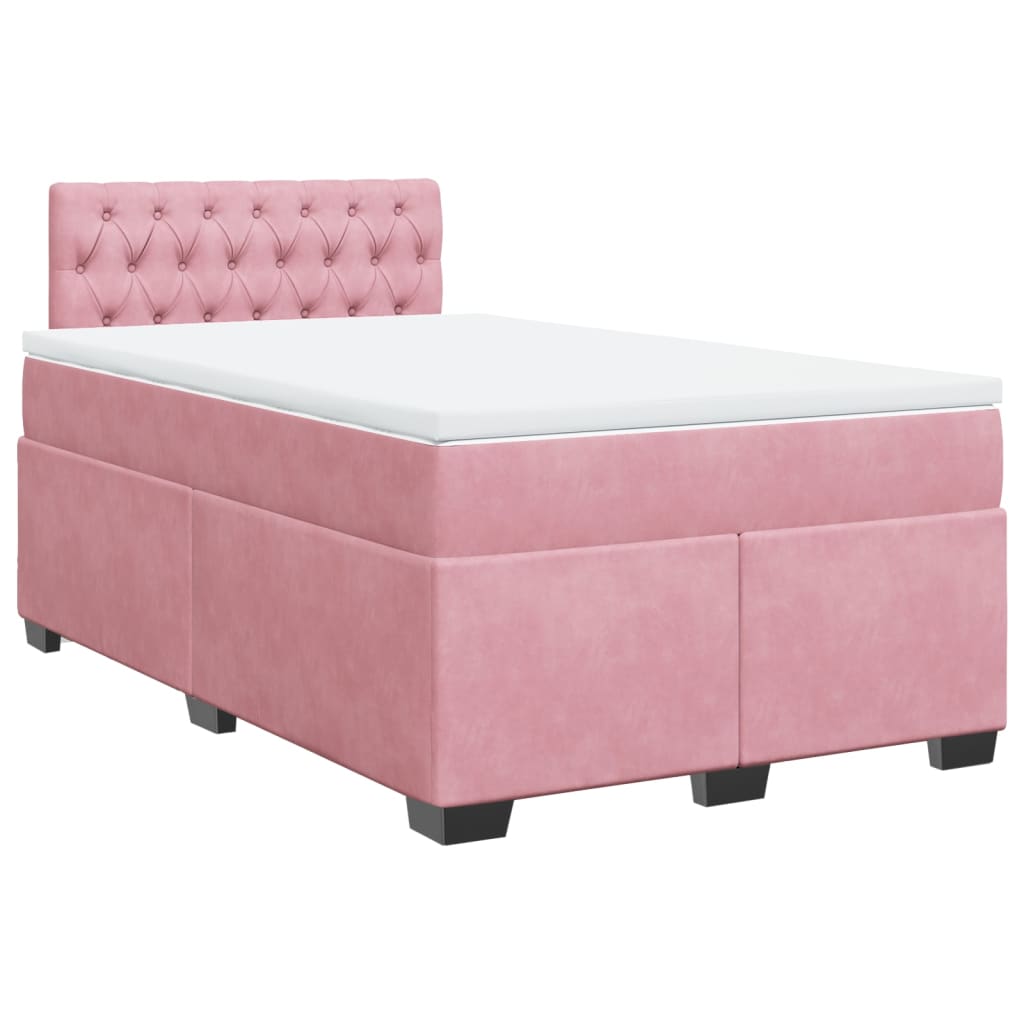 Boxspring met matras fluweel roze 120x190 cm is nu te koop bij PeponiXL, paradijselijk wonen!