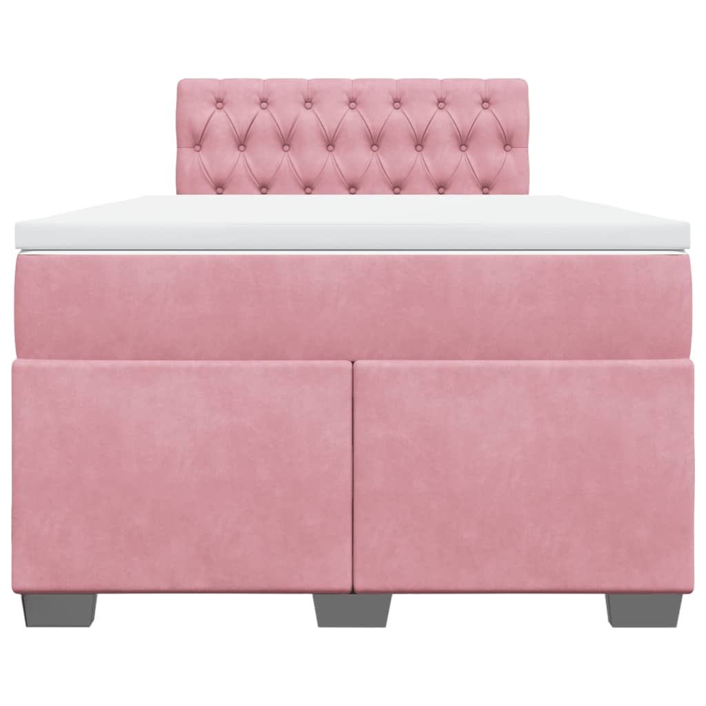 Boxspring met matras fluweel roze 120x190 cm is nu te koop bij PeponiXL, paradijselijk wonen!