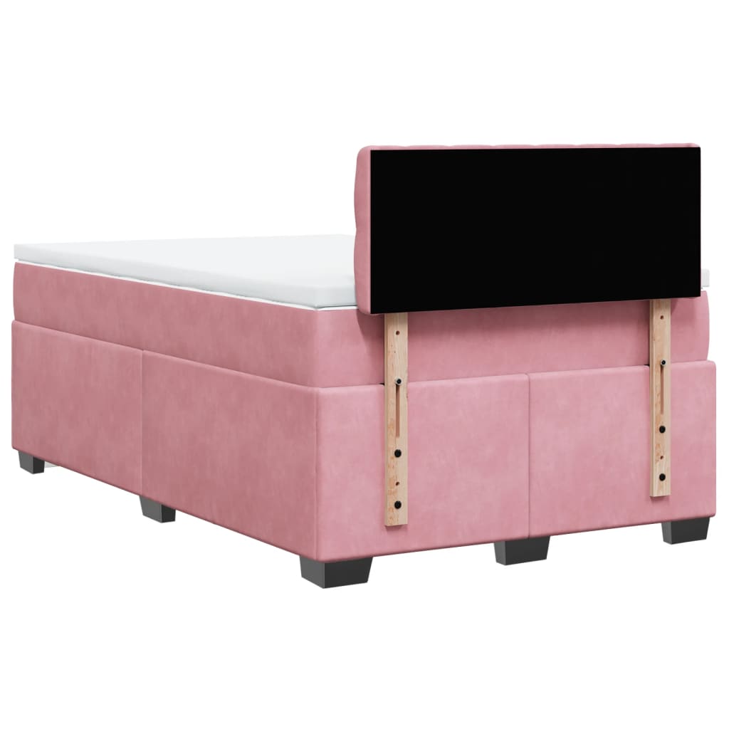 Boxspring met matras fluweel roze 120x190 cm is nu te koop bij PeponiXL, paradijselijk wonen!