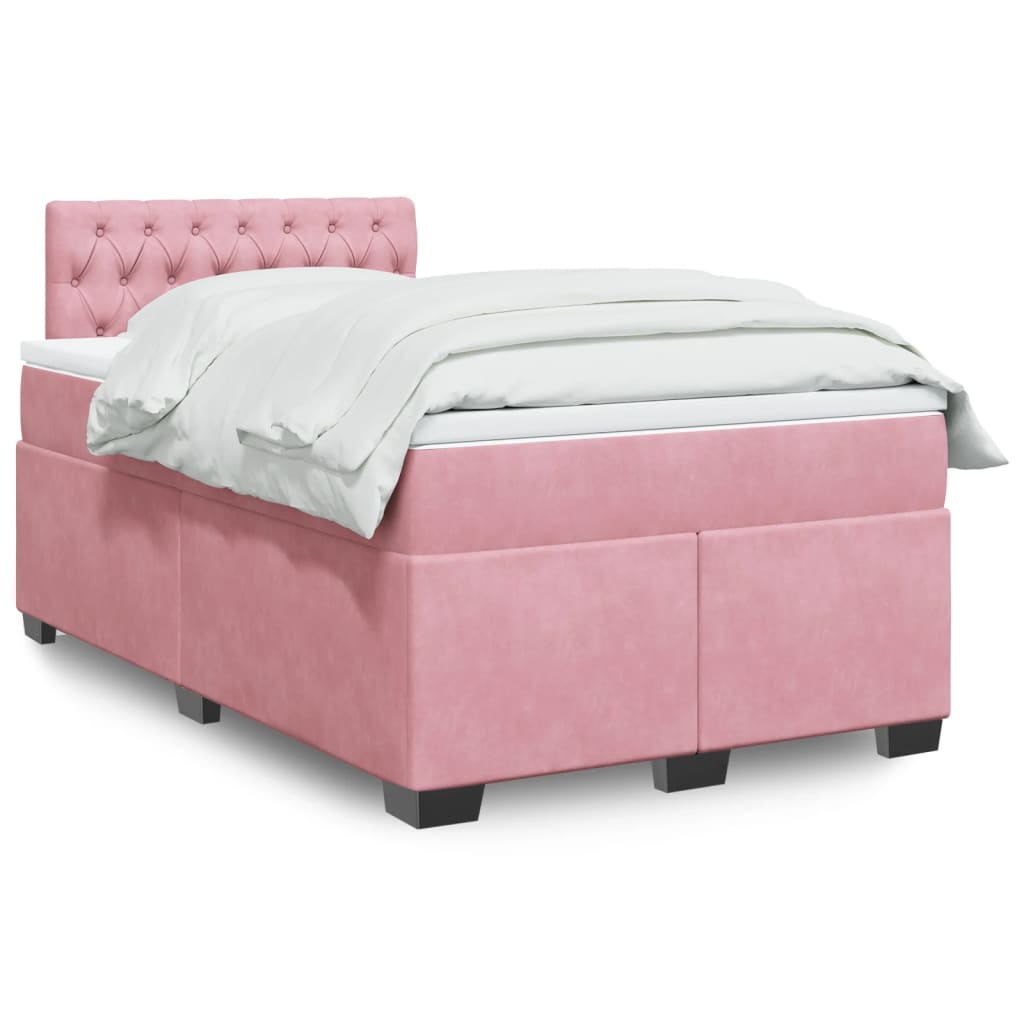 Boxspring met matras fluweel roze 120x190 cm is nu te koop bij PeponiXL, paradijselijk wonen!