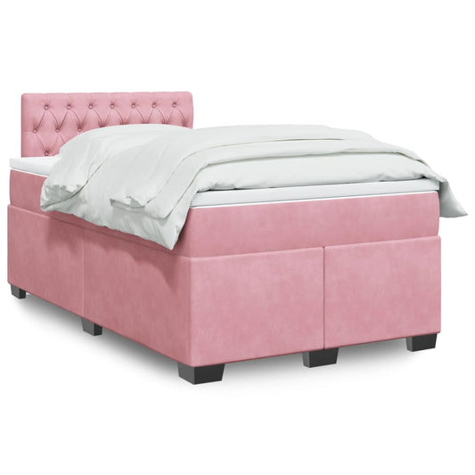 Boxspring met matras fluweel roze 120x190 cm is nu te koop bij PeponiXL, paradijselijk wonen!