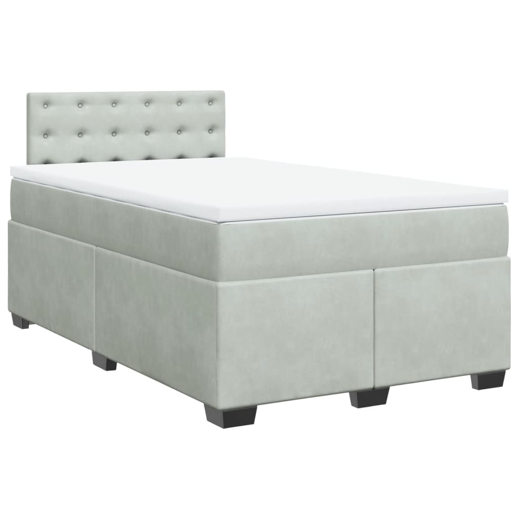 Boxspring met matras fluweel lichtgrijs 120x190 cm is nu te koop bij PeponiXL, paradijselijk wonen!