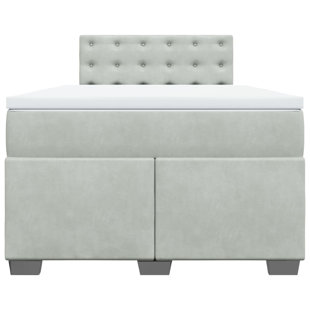Boxspring met matras fluweel lichtgrijs 120x190 cm is nu te koop bij PeponiXL, paradijselijk wonen!