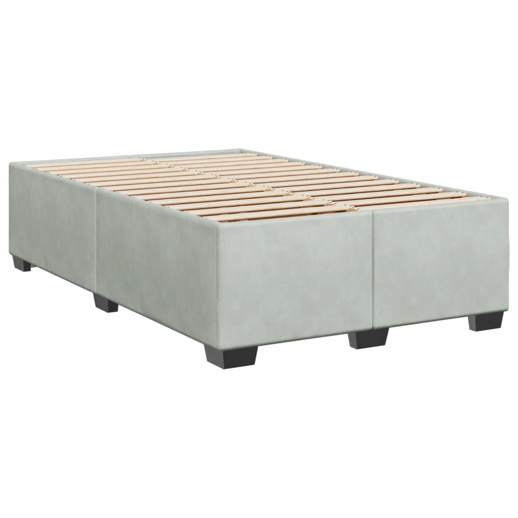 Boxspring met matras fluweel lichtgrijs 120x190 cm is nu te koop bij PeponiXL, paradijselijk wonen!