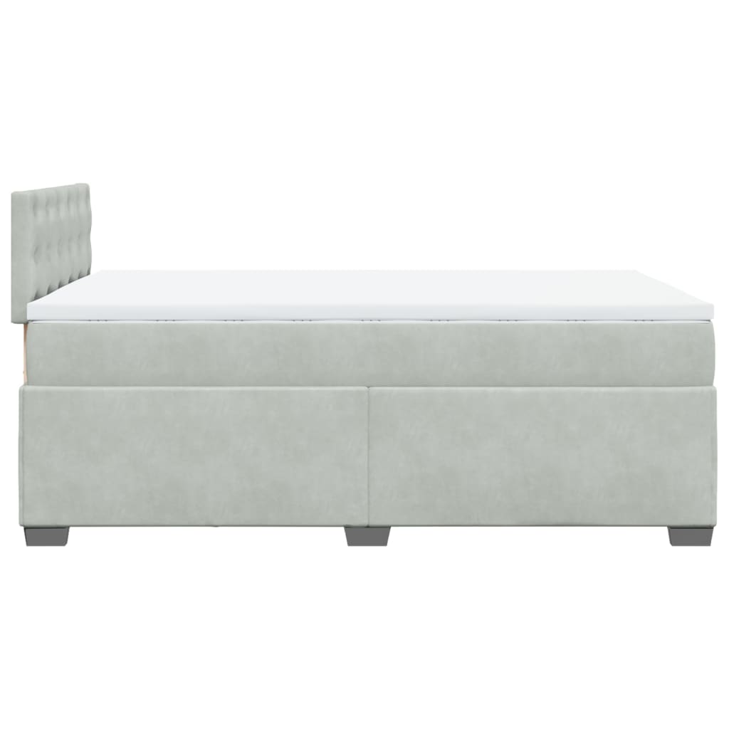 Boxspring met matras fluweel lichtgrijs 120x190 cm is nu te koop bij PeponiXL, paradijselijk wonen!