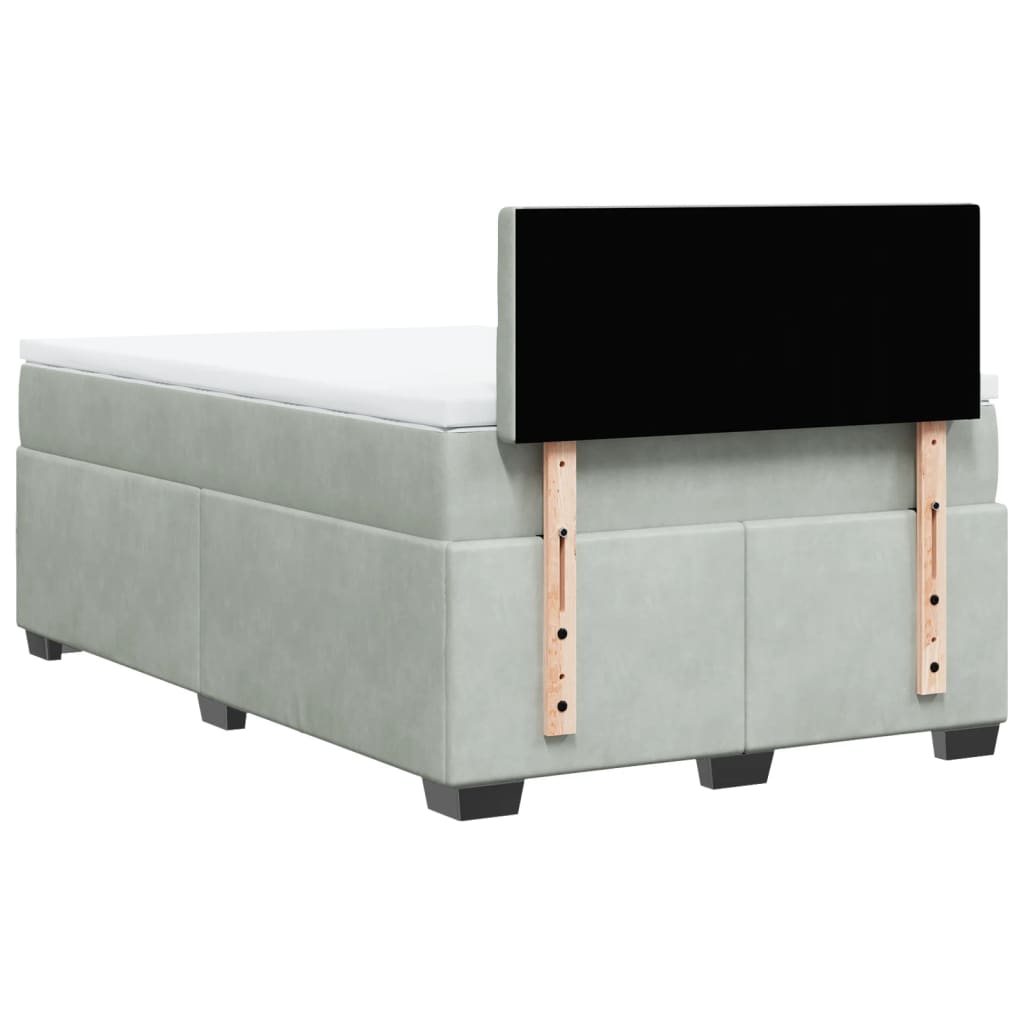 Boxspring met matras fluweel lichtgrijs 120x190 cm is nu te koop bij PeponiXL, paradijselijk wonen!