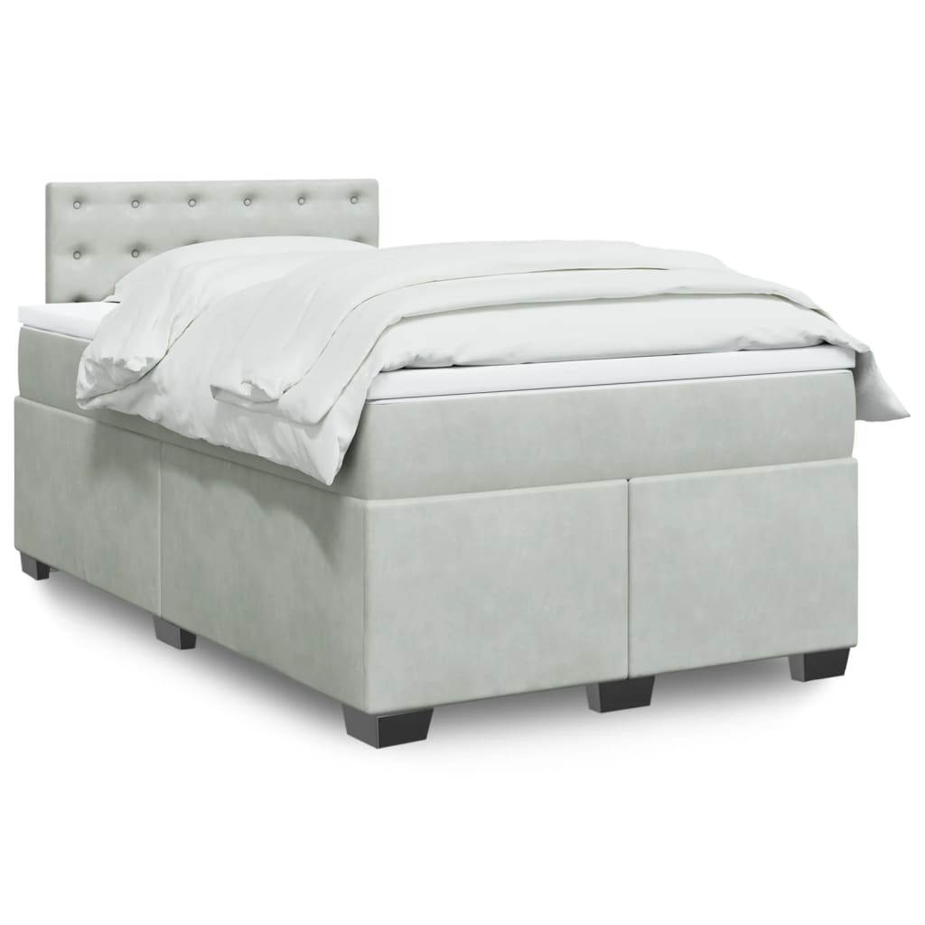 Boxspring met matras fluweel lichtgrijs 120x190 cm is nu te koop bij PeponiXL, paradijselijk wonen!
