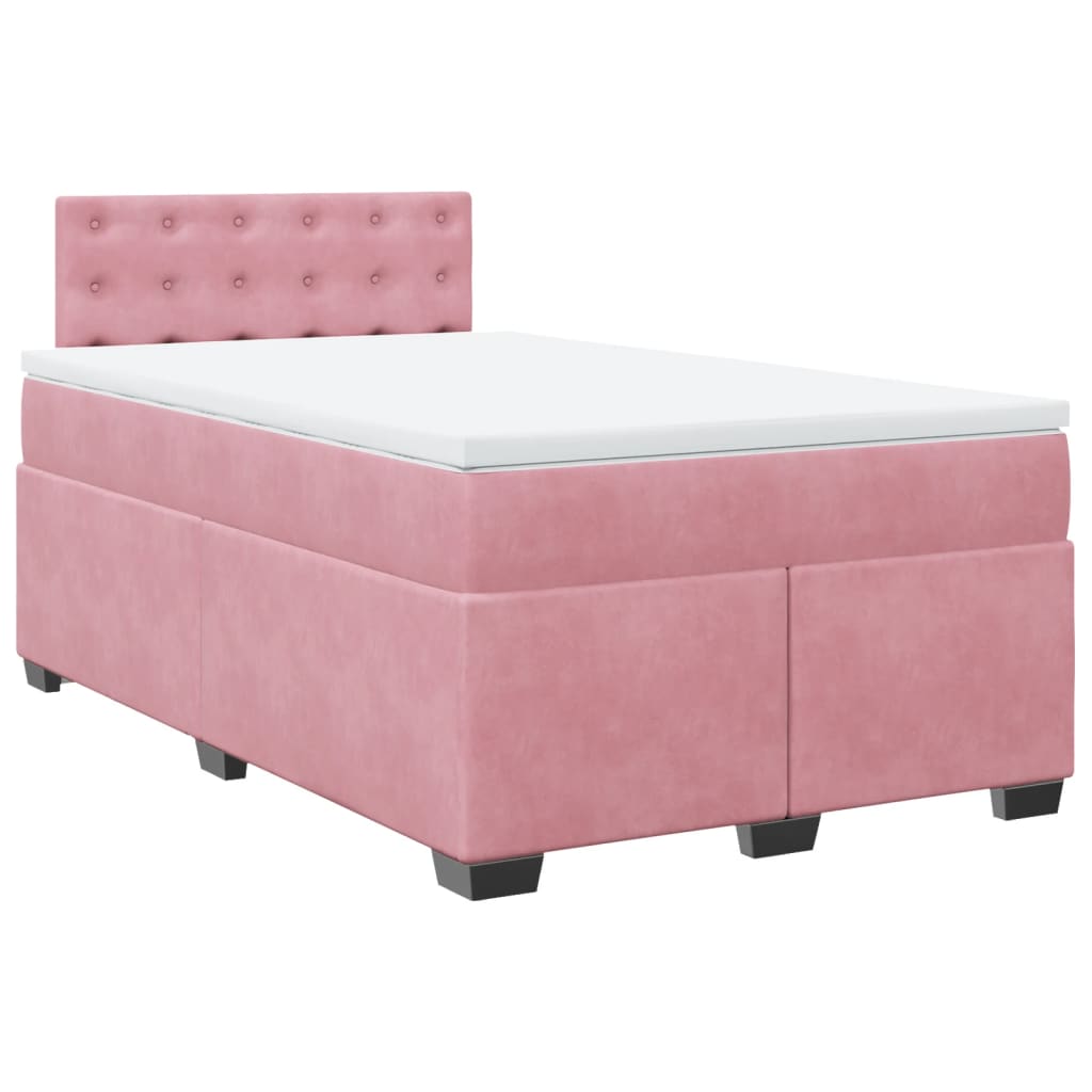 Boxspring met matras fluweel roze 120x190 cm is nu te koop bij PeponiXL, paradijselijk wonen!