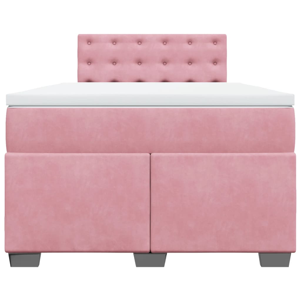 Boxspring met matras fluweel roze 120x190 cm is nu te koop bij PeponiXL, paradijselijk wonen!