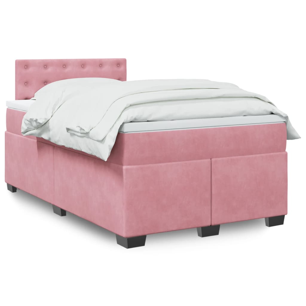 Boxspring met matras fluweel roze 120x190 cm is nu te koop bij PeponiXL, paradijselijk wonen!