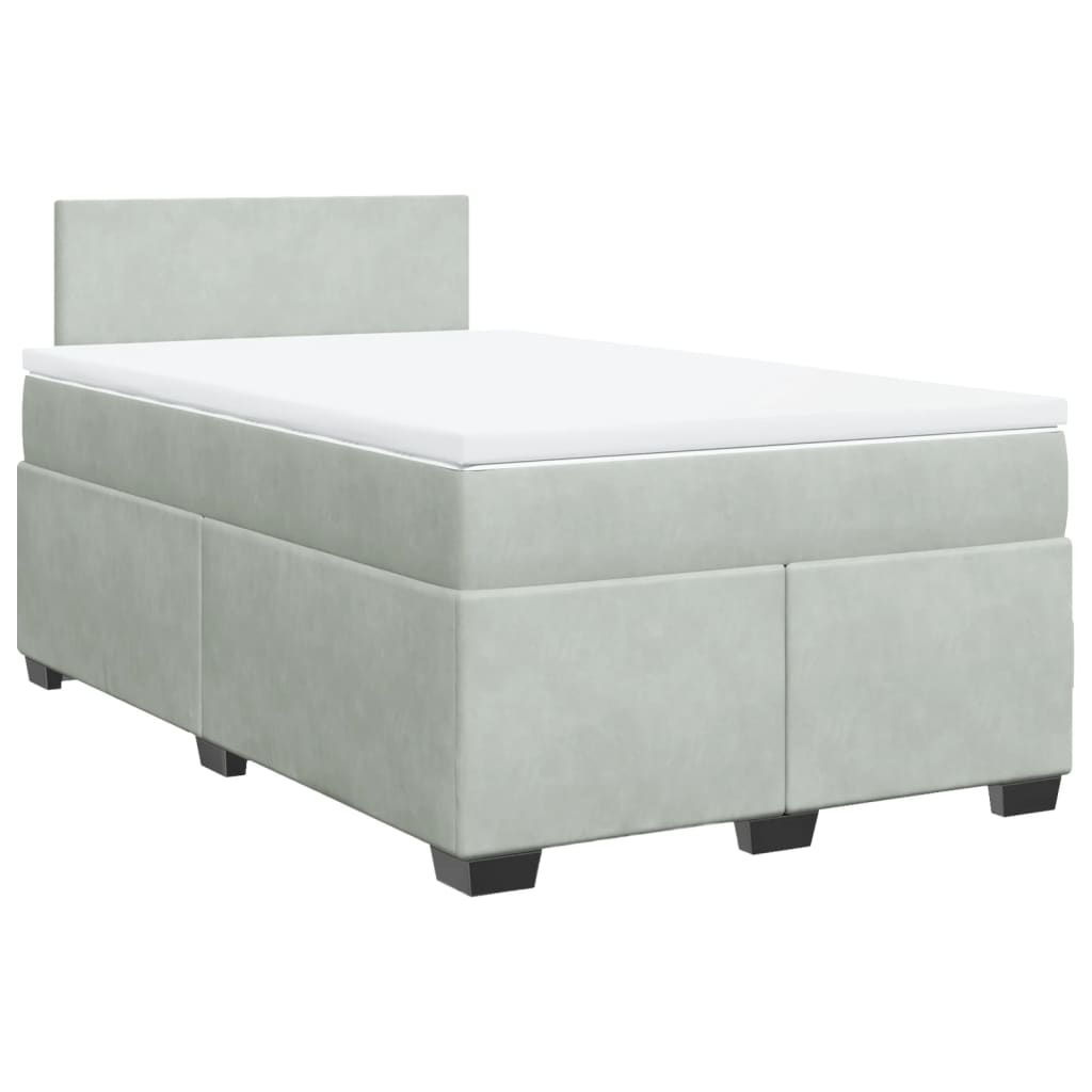 Boxspring met matras fluweel lichtgrijs 120x200 cm is nu te koop bij PeponiXL, paradijselijk wonen!