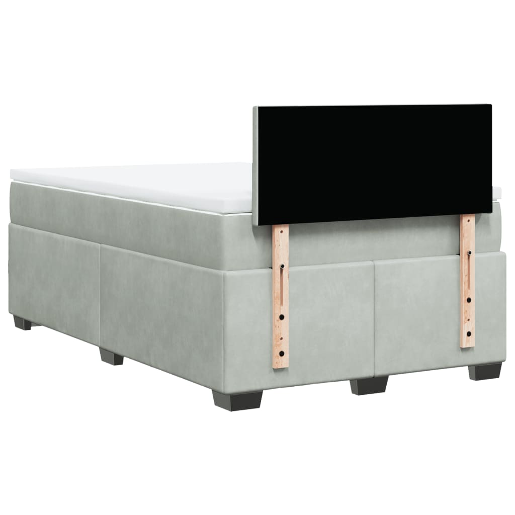 Boxspring met matras fluweel lichtgrijs 120x200 cm is nu te koop bij PeponiXL, paradijselijk wonen!
