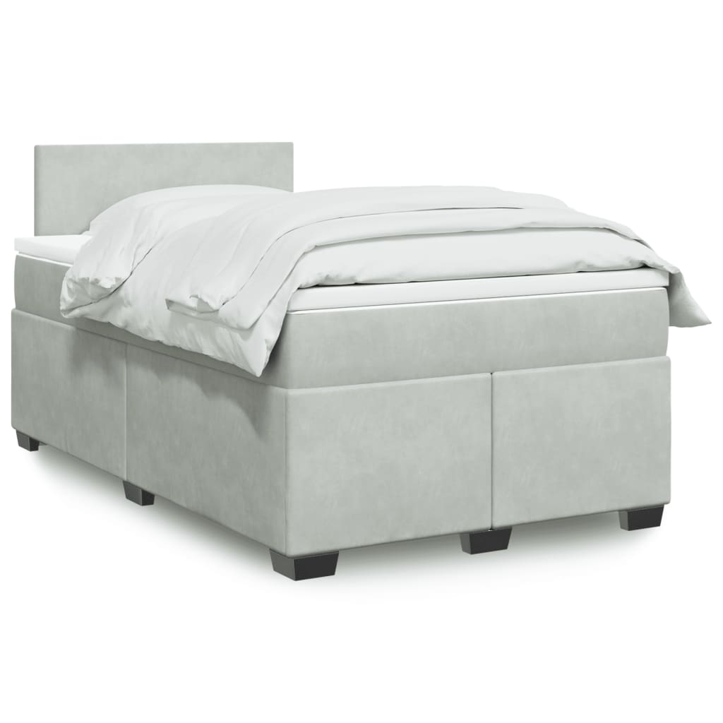 Boxspring met matras fluweel lichtgrijs 120x200 cm is nu te koop bij PeponiXL, paradijselijk wonen!