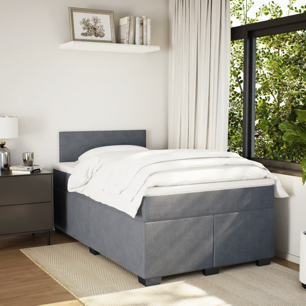 Boxspring met matras fluweel donkergrijs 120x200 cm is nu te koop bij PeponiXL, paradijselijk wonen!