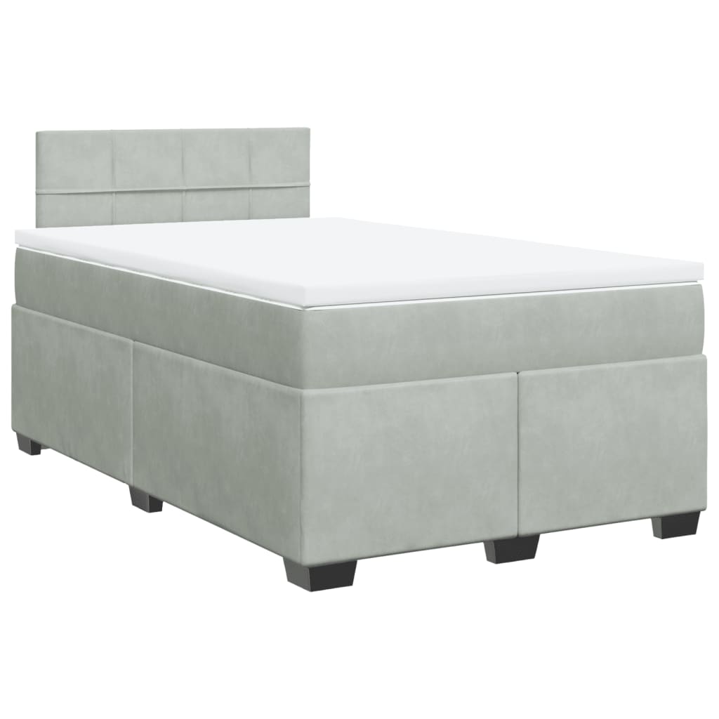 Boxspring met matras fluweel lichtgrijs 120x200 cm is nu te koop bij PeponiXL, paradijselijk wonen!
