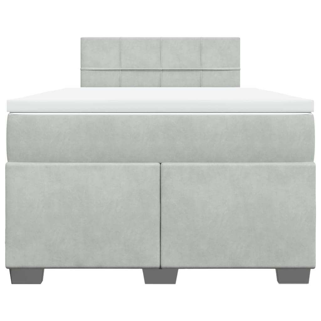 Boxspring met matras fluweel lichtgrijs 120x200 cm is nu te koop bij PeponiXL, paradijselijk wonen!
