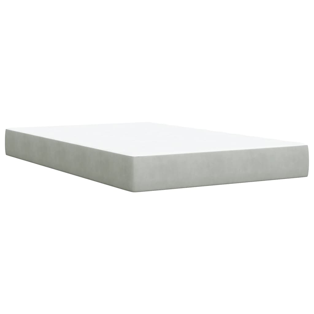 Boxspring met matras fluweel lichtgrijs 120x200 cm is nu te koop bij PeponiXL, paradijselijk wonen!