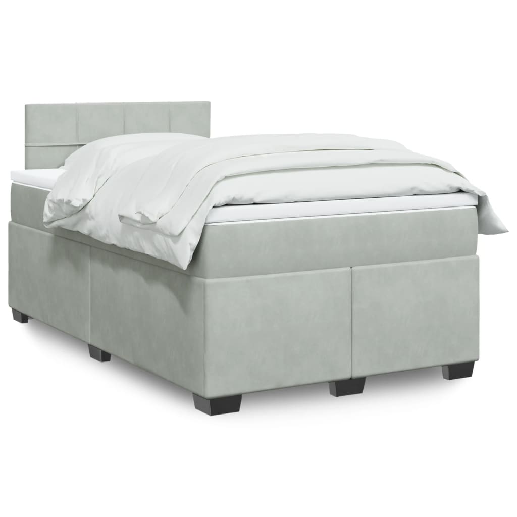 Boxspring met matras fluweel lichtgrijs 120x200 cm is nu te koop bij PeponiXL, paradijselijk wonen!