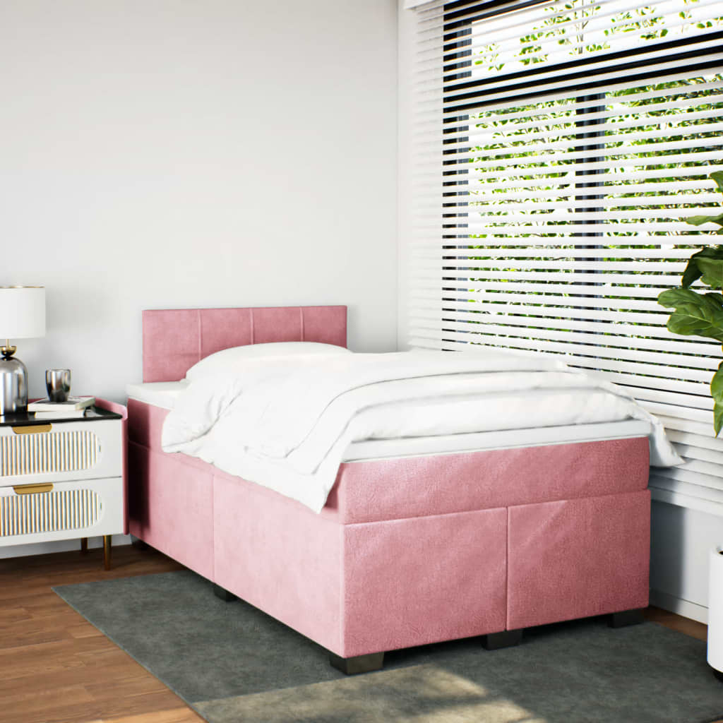 Boxspring met matras fluweel roze 120x200 cm is nu te koop bij PeponiXL, paradijselijk wonen!