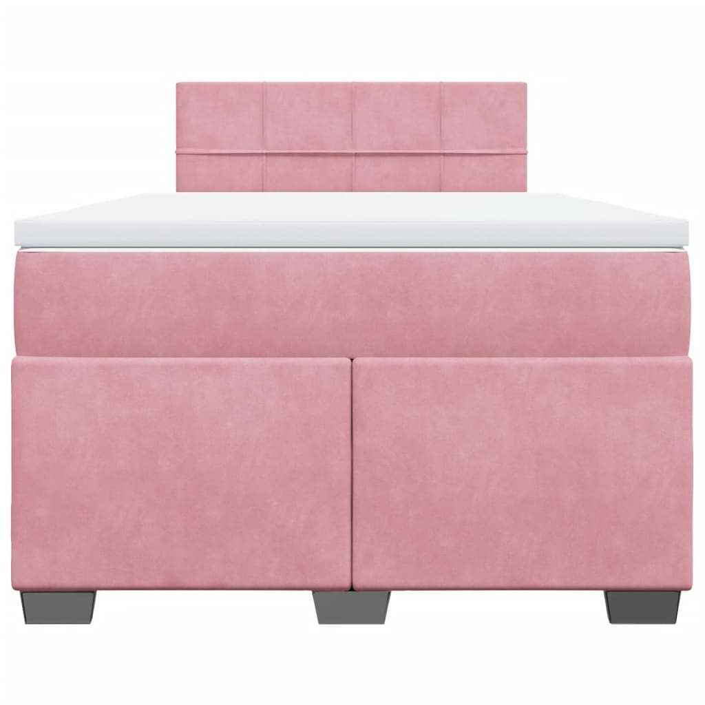 Boxspring met matras fluweel roze 120x200 cm is nu te koop bij PeponiXL, paradijselijk wonen!