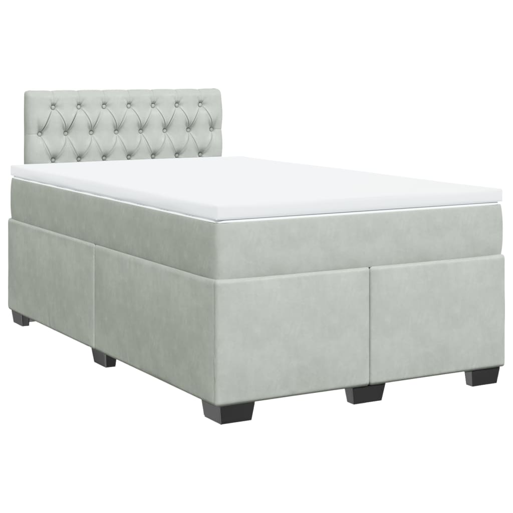 Boxspring met matras fluweel lichtgrijs 120x200 cm is nu te koop bij PeponiXL, paradijselijk wonen!