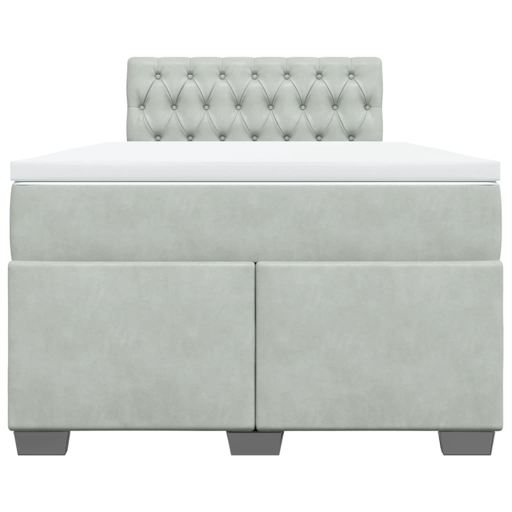 Boxspring met matras fluweel lichtgrijs 120x200 cm is nu te koop bij PeponiXL, paradijselijk wonen!