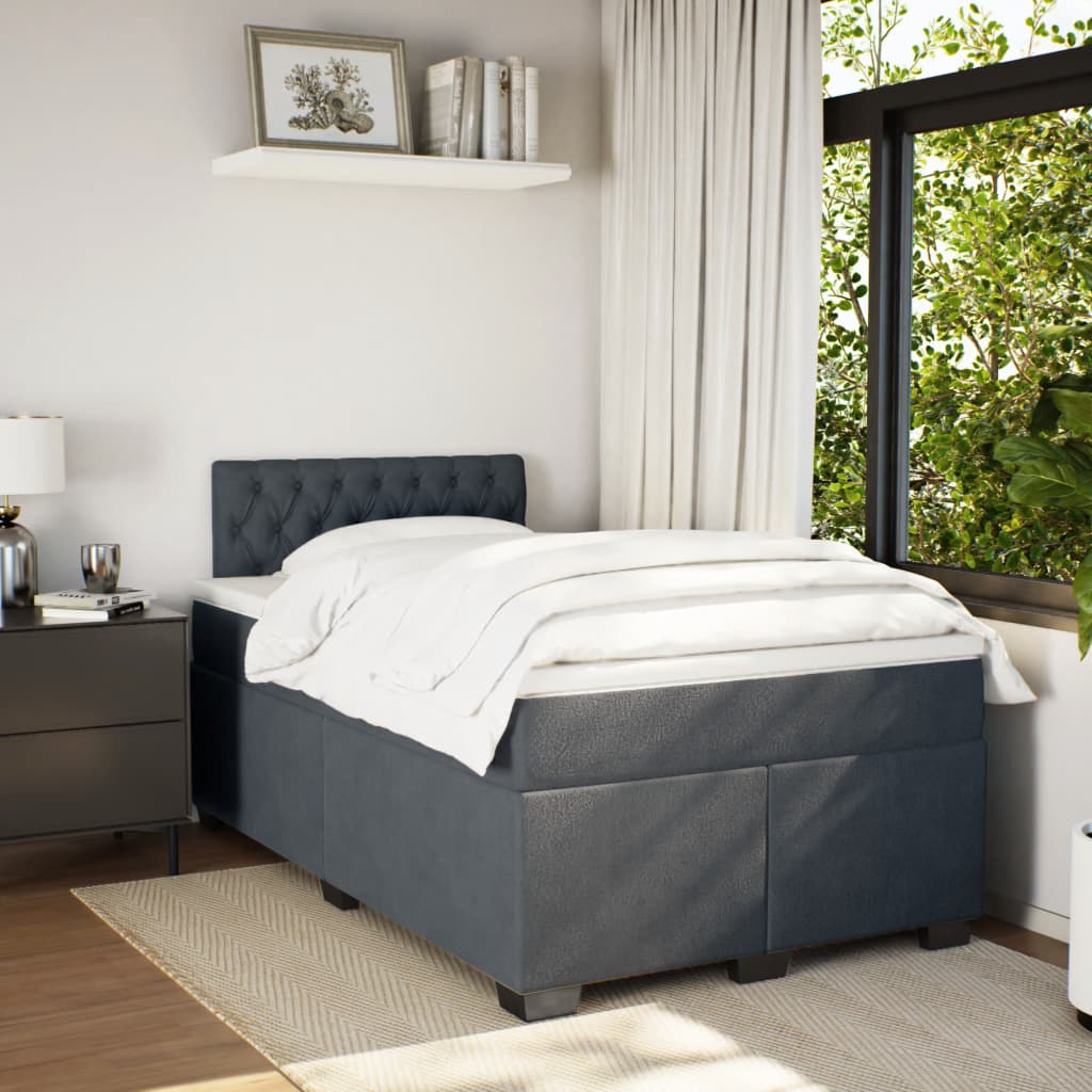 Boxspring met matras fluweel donkergrijs 120x200 cm is nu te koop bij PeponiXL, paradijselijk wonen!