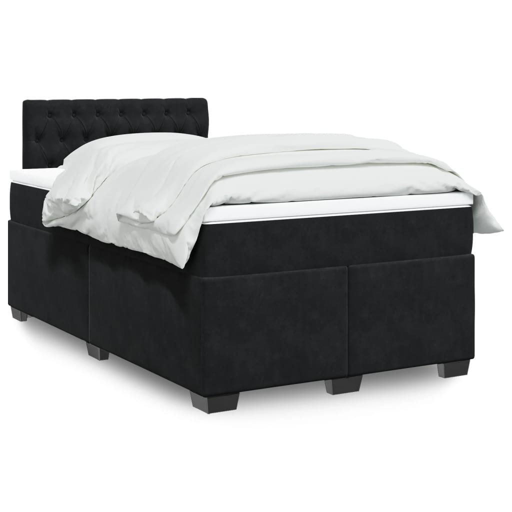 Boxspring met matras fluweel zwart 120x200 cm is nu te koop bij PeponiXL, paradijselijk wonen!