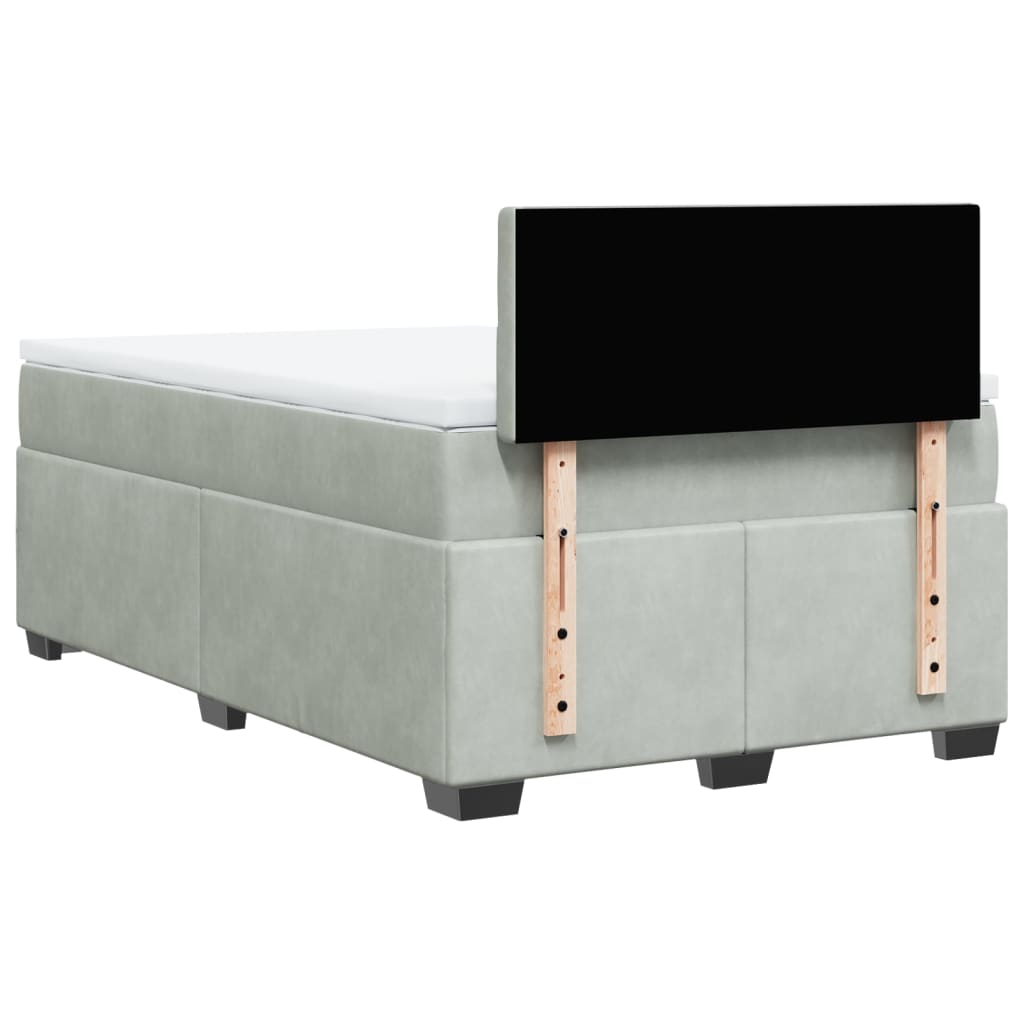 Boxspring met matras fluweel lichtgrijs 120x200 cm is nu te koop bij PeponiXL, paradijselijk wonen!
