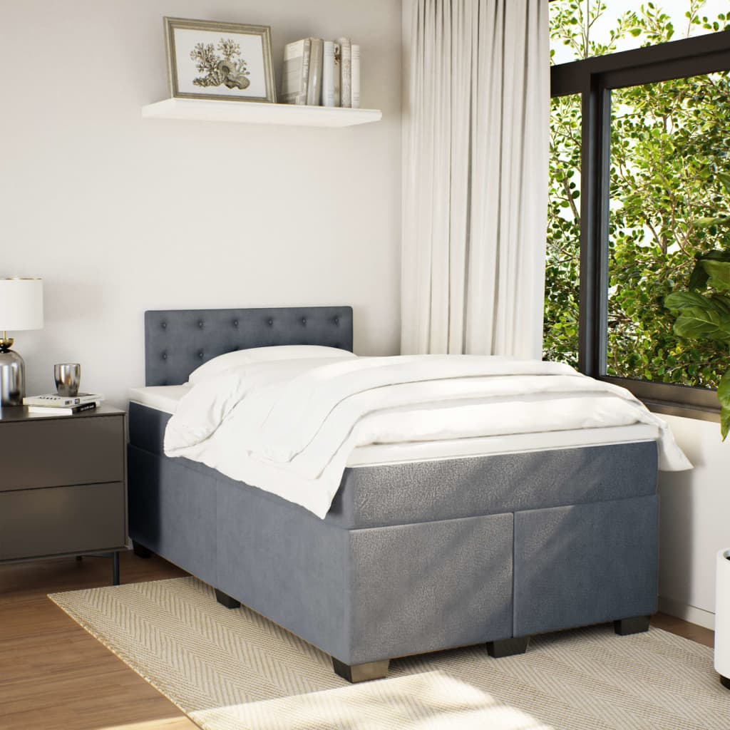 Boxspring met matras fluweel donkergrijs 120x200 cm is nu te koop bij PeponiXL, paradijselijk wonen!