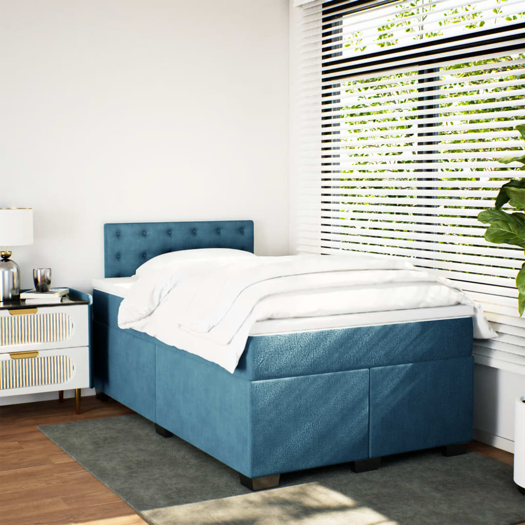 Boxspring met matras fluweel donkerblauw 120x200 cm is nu te koop bij PeponiXL, paradijselijk wonen!