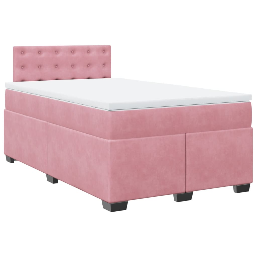 Boxspring met matras fluweel roze 120x200 cm is nu te koop bij PeponiXL, paradijselijk wonen!
