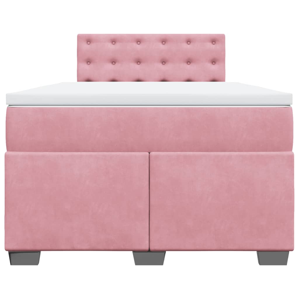 Boxspring met matras fluweel roze 120x200 cm is nu te koop bij PeponiXL, paradijselijk wonen!