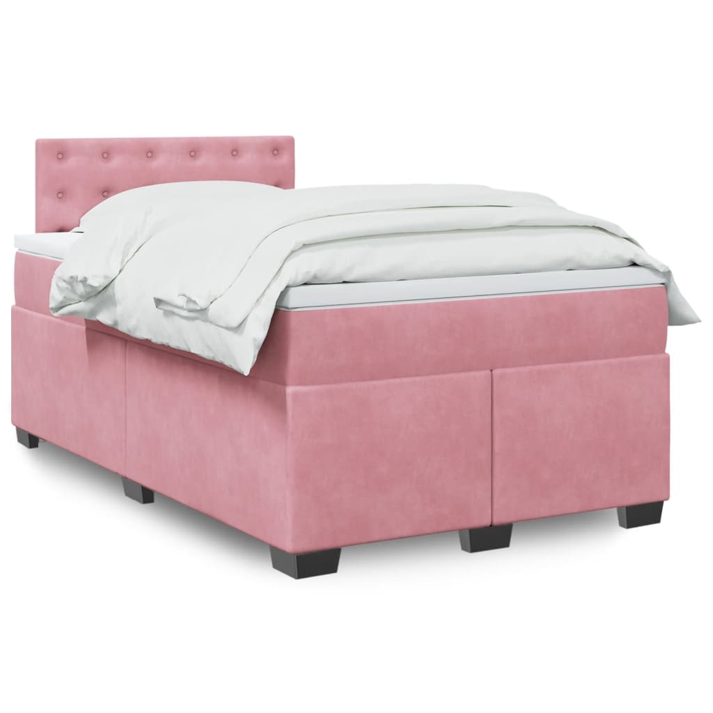 Boxspring met matras fluweel roze 120x200 cm is nu te koop bij PeponiXL, paradijselijk wonen!