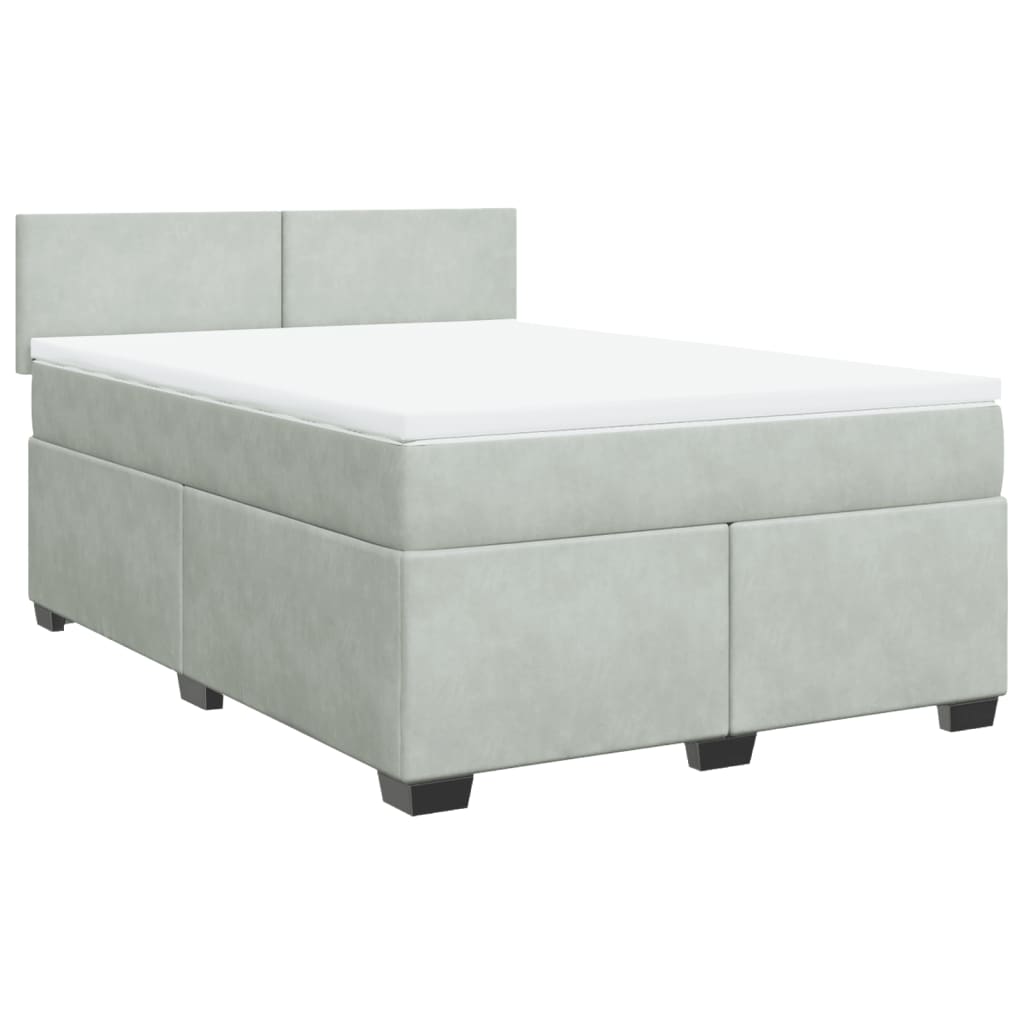 Boxspring met matras fluweel lichtgrijs 140x190 cm is nu te koop bij PeponiXL, paradijselijk wonen!