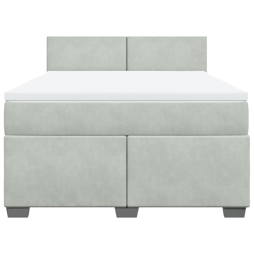 Boxspring met matras fluweel lichtgrijs 140x190 cm is nu te koop bij PeponiXL, paradijselijk wonen!