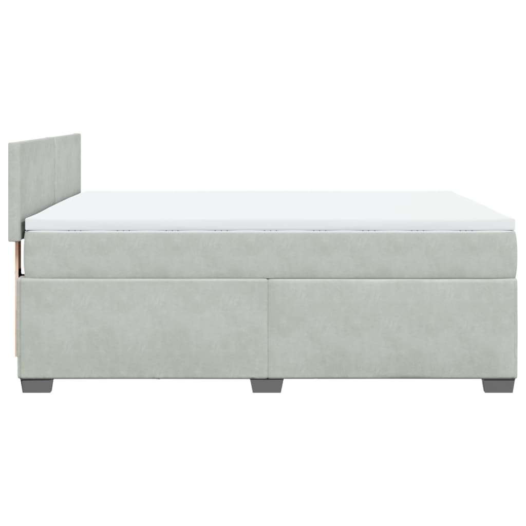 Boxspring met matras fluweel lichtgrijs 140x190 cm is nu te koop bij PeponiXL, paradijselijk wonen!