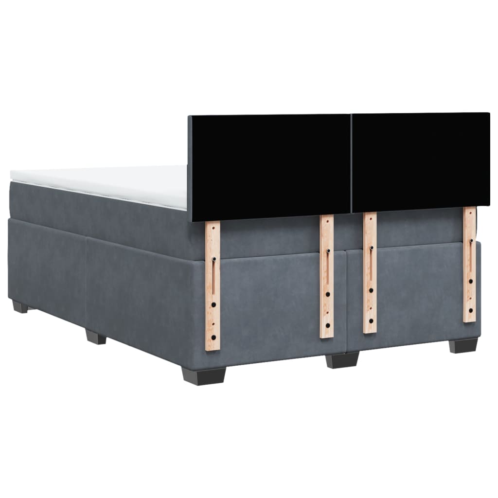 Boxspring met matras fluweel donkergrijs 140x190 cm is nu te koop bij PeponiXL, paradijselijk wonen!