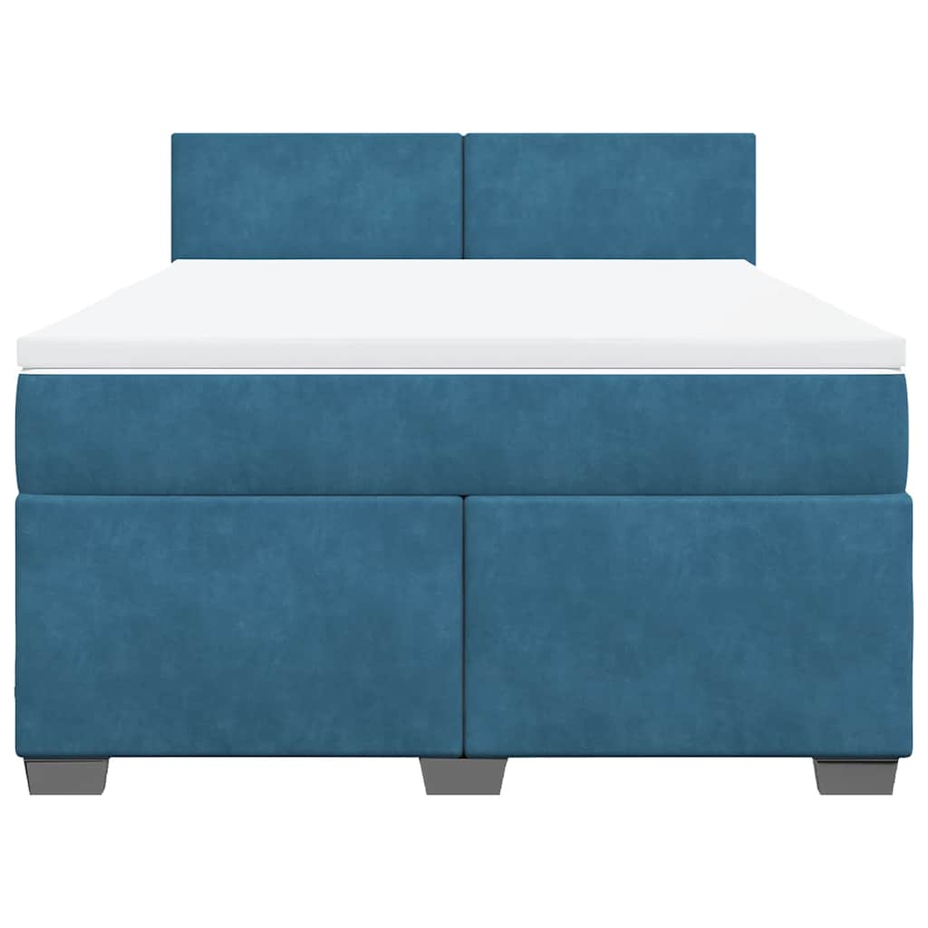 Boxspring met matras fluweel donkerblauw 140x190 cm is nu te koop bij PeponiXL, paradijselijk wonen!