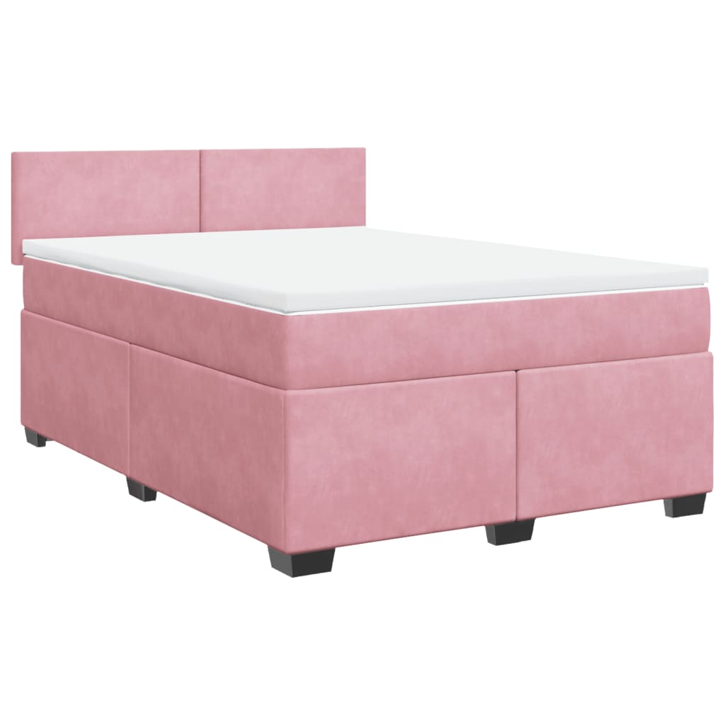 Boxspring met matras fluweel roze 140x190 cm is nu te koop bij PeponiXL, paradijselijk wonen!