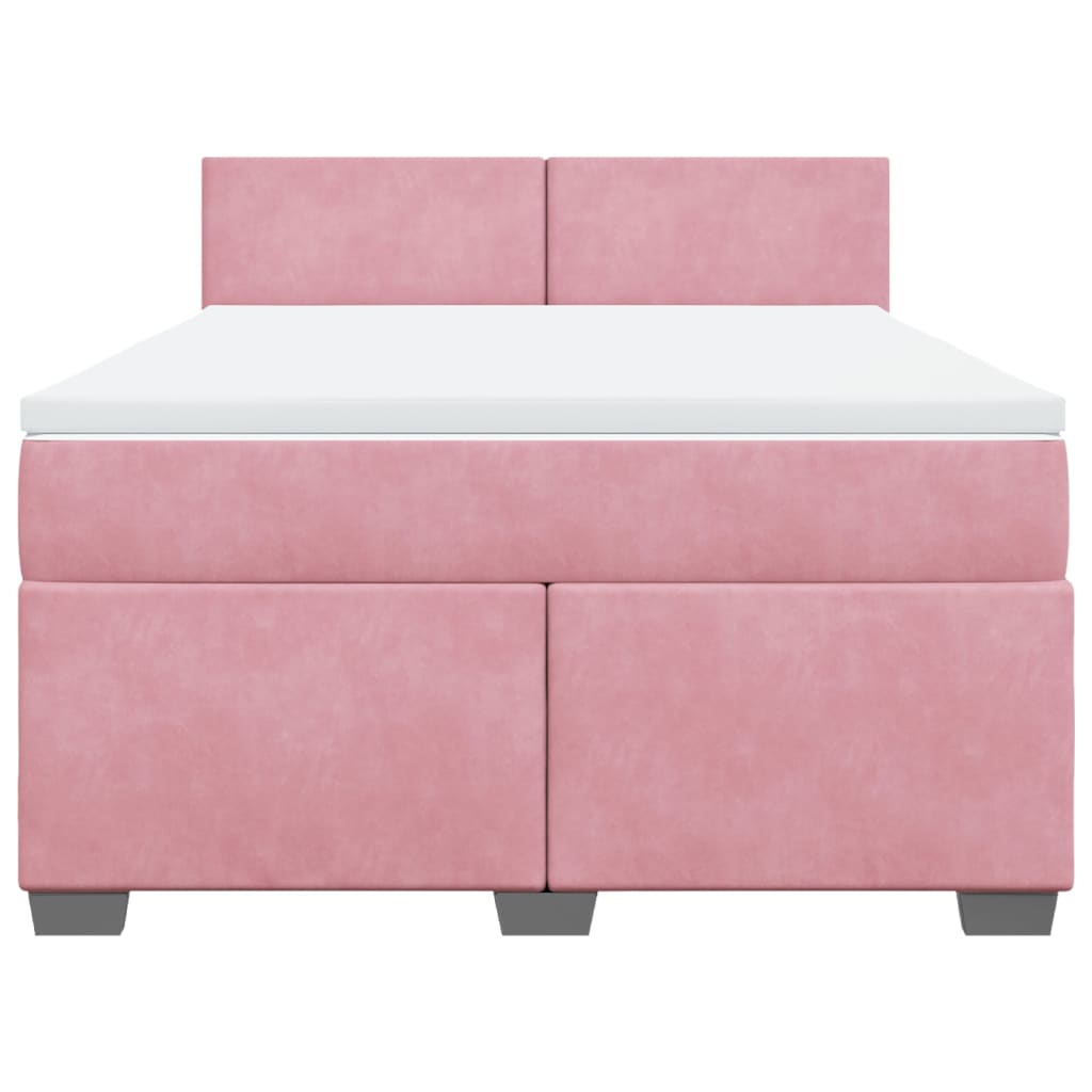 Boxspring met matras fluweel roze 140x190 cm is nu te koop bij PeponiXL, paradijselijk wonen!