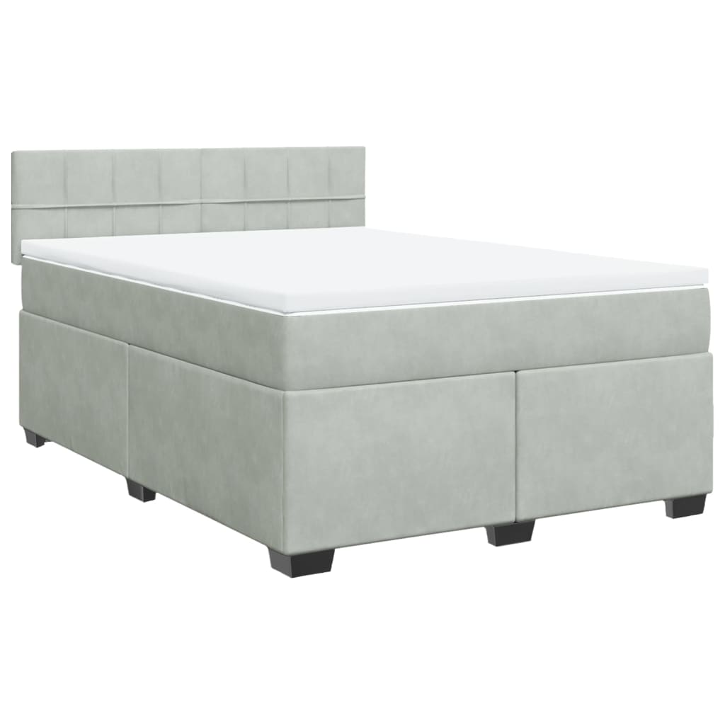 Boxspring met matras fluweel lichtgrijs 140x190 cm is nu te koop bij PeponiXL, paradijselijk wonen!