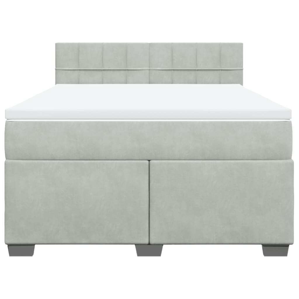 Boxspring met matras fluweel lichtgrijs 140x190 cm is nu te koop bij PeponiXL, paradijselijk wonen!